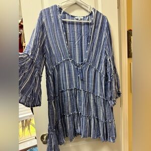 Blue island striped  Boho cover up